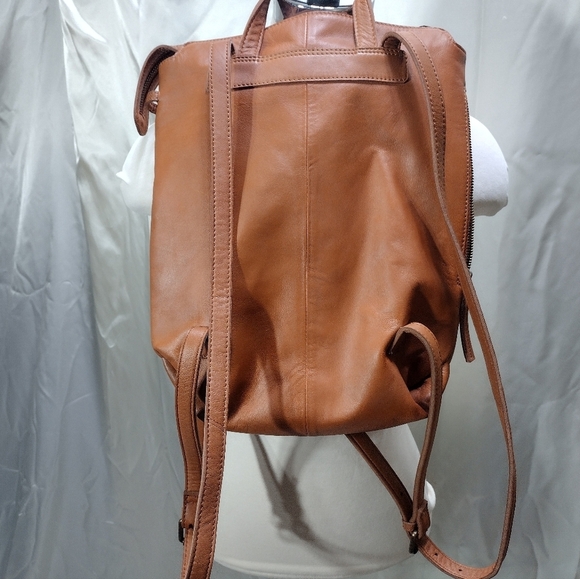 Anthropologie Leather Back Pack Brown Zip Top Sheep Leather Soft main image 7